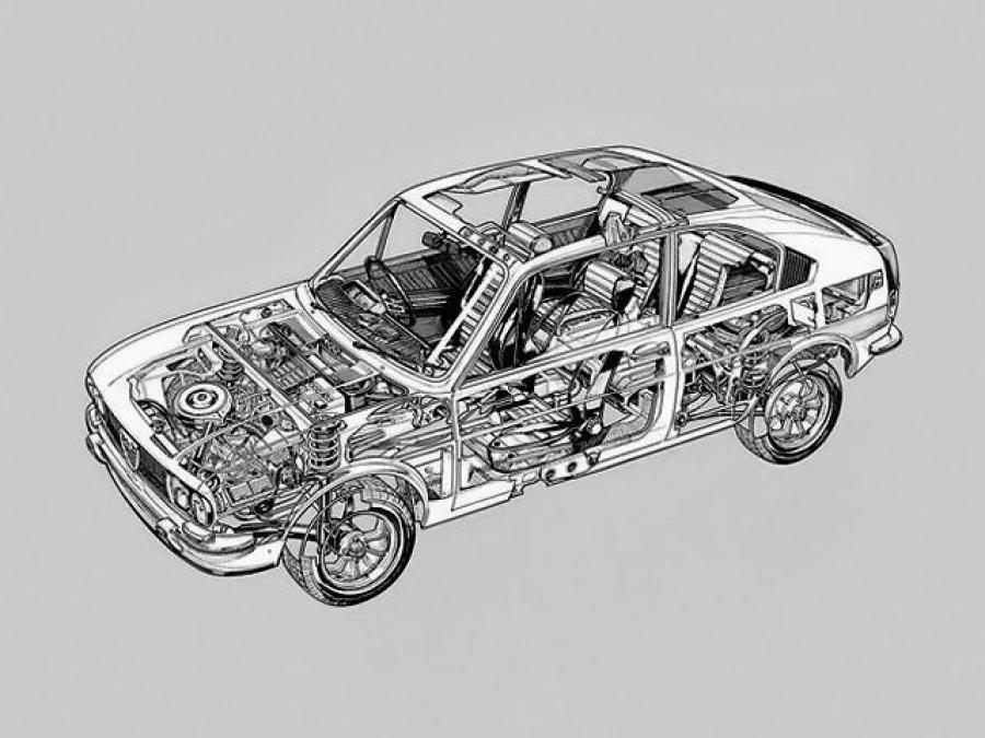 Схема Alfa Romeo Alfasud ti (901) 1973 года  (UK) (фото 2 из 2)